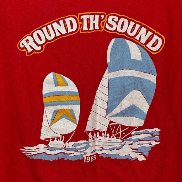 American Vintage 80s Sailing Single Stitch T Shirt Medium - Picture 1 of 5